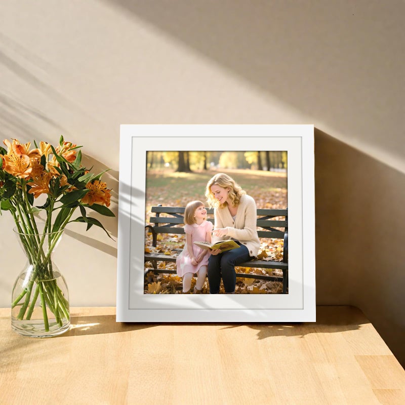 WUTL Picture Frames 10x10 2 Pack Made of Solid Wood White for Wall Mounting and Tabletop Display - Image 4